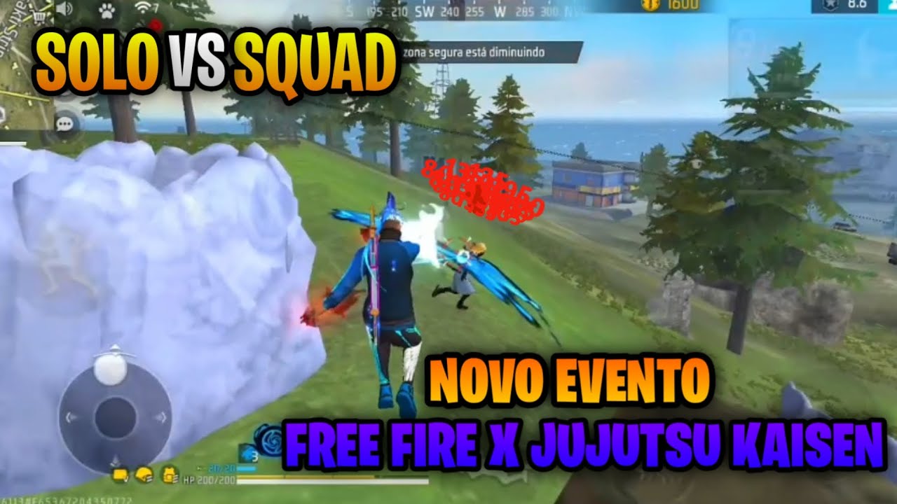 JOGANDO NA NOVA ATUALIZAÇÃO!!E NOVA PARCERIA!FREE FIRE X JUJUTSU KAISEN!SOLO X SQUAD!!DEU BOM!!?