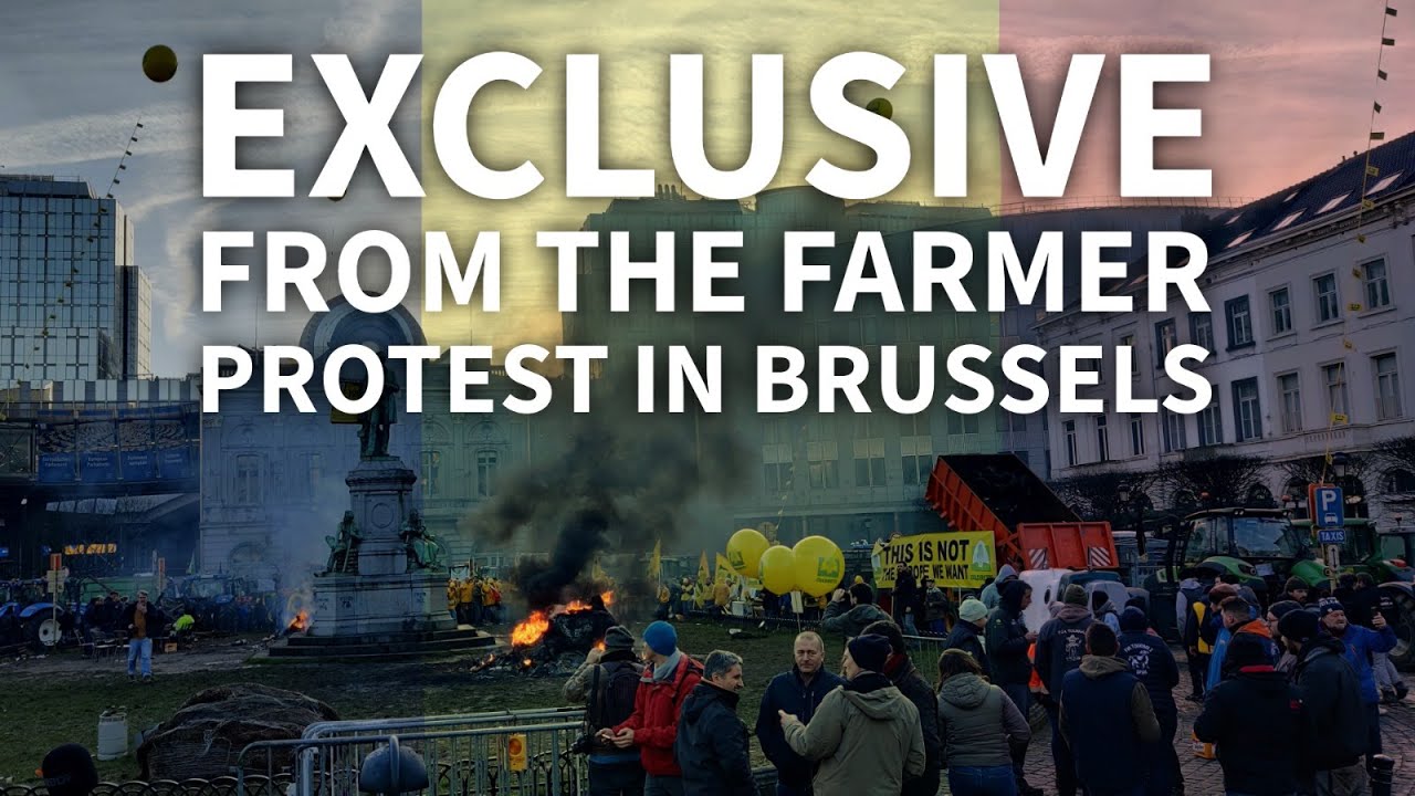 Farmers protest outside the European Parliament in Brussels