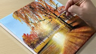How to Paint a Garden in the Autumn / Acrylic Painting