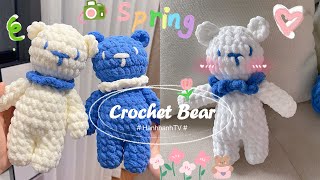 How to Crochet Bear | Móc gấu bông cực dễ bằng len nhung đũa Tự làm món quà sinh nhật dễ thương