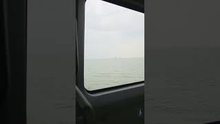 beautiful view in a bus window Europe. Sea.