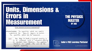 Complete Guide to Units, Dimensions & Errors in Measurement | Class 11-12 Physics | NEET, JEE Prep