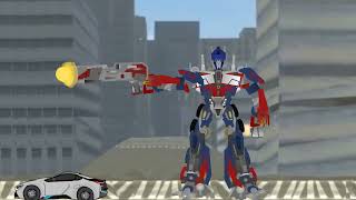 (Transformers dc2 test animation) optimus prime & dino mirage vs two decepticons 