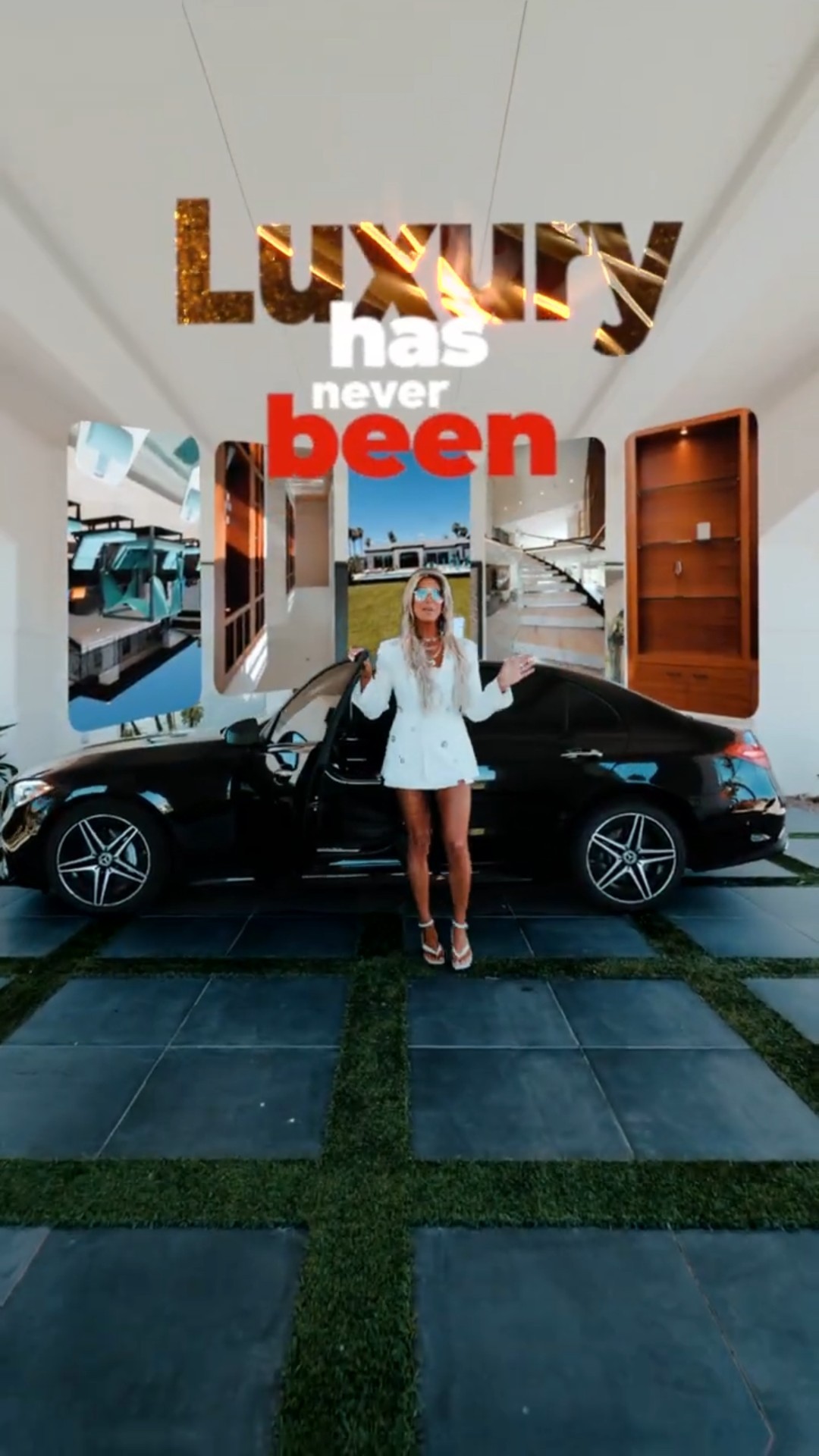 Luxury home edit with bold animated text and cinematic transitions showcasing a high-end property