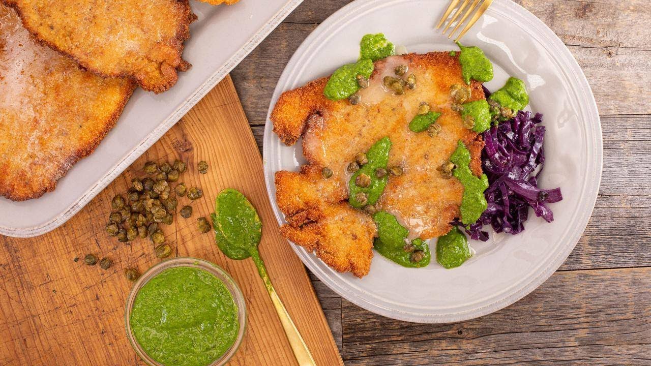 How To Make Arthurs-Style Chicken Schnitzel with Whipped Honey & Green Hot Sauce by Rachael | Rachael Ray Show