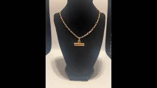 20”, 24k Gold, Small Figaro Chain Necklace W/ “US Marine Pendant Read⬇️