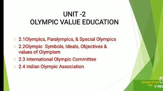 PhE  Unit - 2 Olympic Value Education Class XI