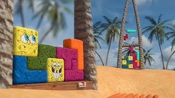 TETRIS SPONGE ON A TROPICAL ISLAND | SOFTBODY SIMULATION