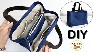 DIY Tote Bag with Divider | Multipockets inside