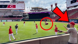 I caught a FOOTBALL at a BASEBALL GAME?! (Great American Ball Park)