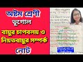 Class 8 - Geography - Relation between Pressure belt and Planetary wind - Note
