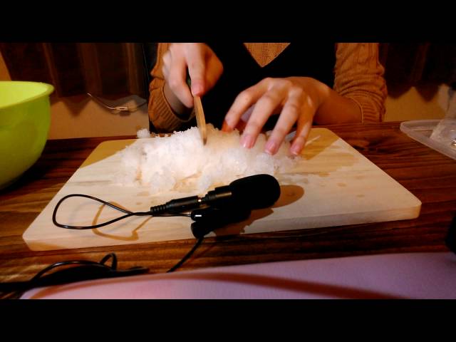 細かい氷と固形の氷(包丁で切ったり混ぜたり)☆ASMR・音フェチ☆
