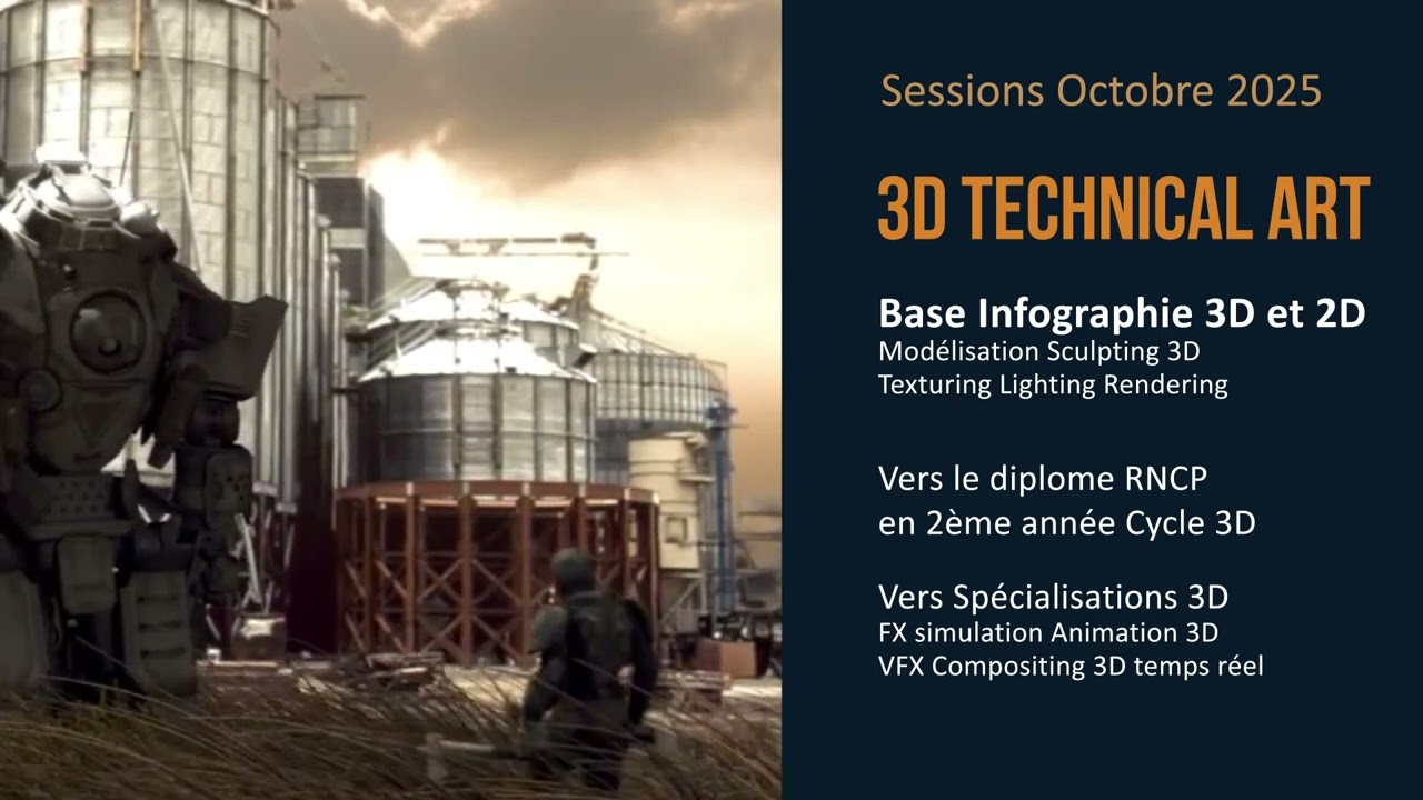 e tribArt Formation 3D technical Art - Octobre 2025 - vers spécialisation 3D ou Diplôme RNCP 6 Bac+3