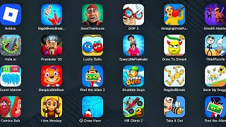 Draw To Smash, Roblox, Thief Puzzle, Find The Alien, Prankster 3D, Lucky Balls, RagdollBreak