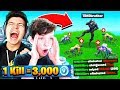 WORLDS BEST 12 YEAR OLD! 1 Kill = 3000 FREE V-Bucks Fortnite w/ My Little Brother