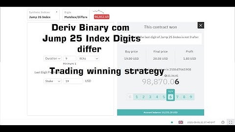 Deriv Binary com Jump 25 Index Digits differ trading winning strategy