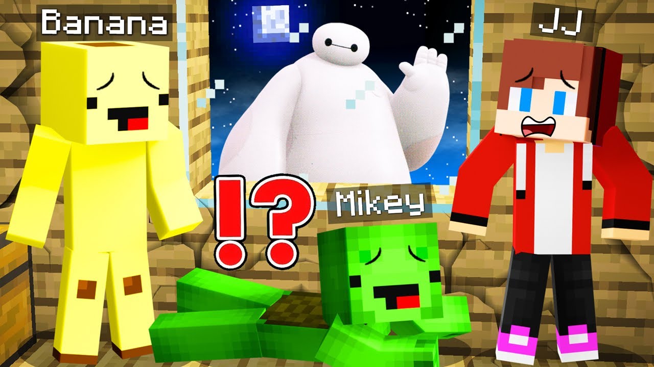 JJ and Mikey HIDE From BAYMAX At Night in Minecraft Maizen Security House - Challenge