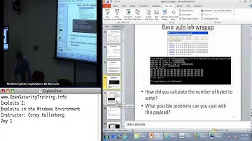 OpenSecurityTraining: Exploits 2: Exploitation in the  Windows Environment (day 1, part 1)