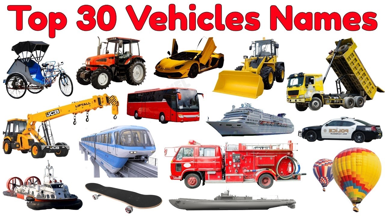 Топ-30 автомобилей для детей 🚗🚒 | Изучаем названия и звуки автомобилей | Образовательное видео дл...