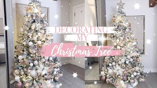 HOW TO: DECORATING MY CHRISTMAS TREE 2019! | BLUSH PINK & WHITE FLOCKED TREE