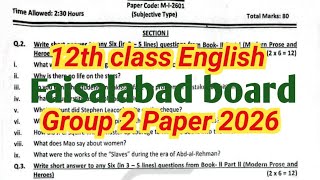 12th class English Faisalabad board group 2 paper 2026