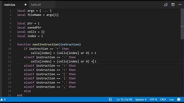 Brainfuck interpreter written in Lua in less than 4 minutes!