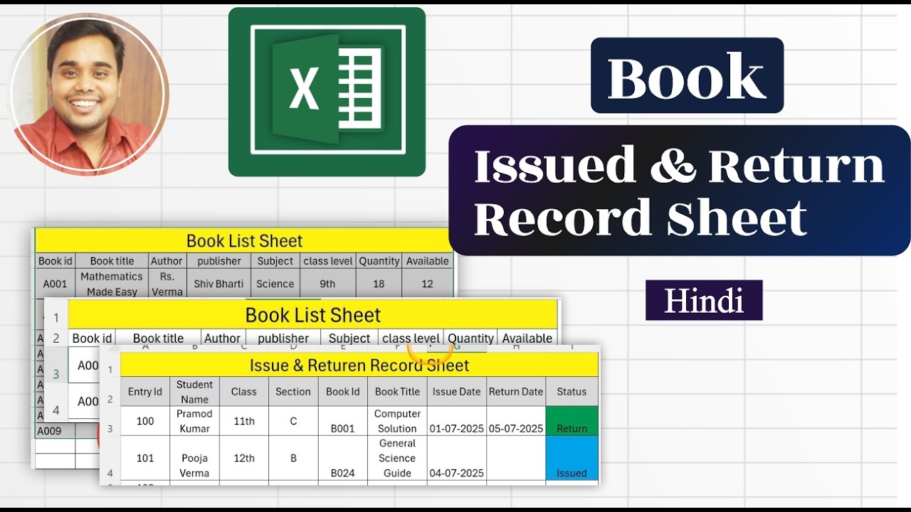 Library Management System in Excel Sheet | Book Issue Return Sheet ...
