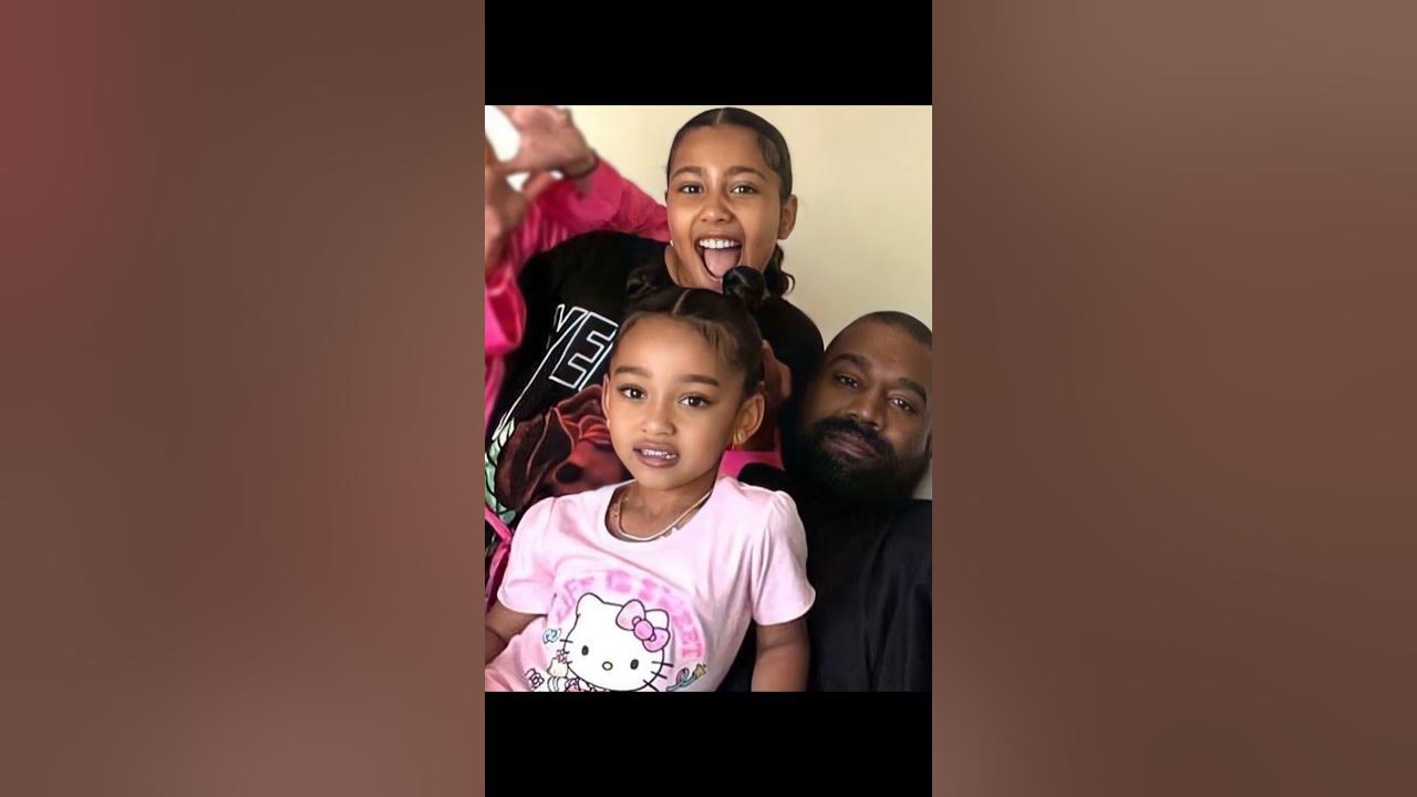Kim Kardashian's Daughters North & Chicago Posed for a Rare Photo with Their Dad Kanye West