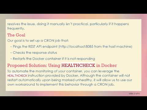 How to Set Up a CRON Job to Monitor and Restart Your Docker Container if it Fails to Respond