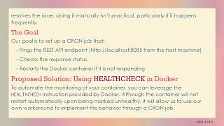 How to Set Up a CRON Job to Monitor and Restart Your Docker Container if it Fails to Respond