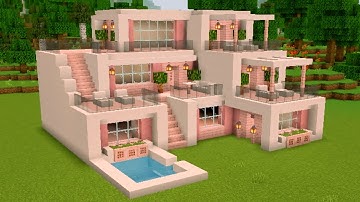 Minecraft Cherry Blossom Modern House tutorial (step by step!🍥)