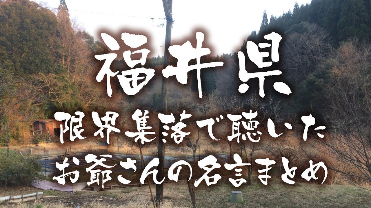 限界集落 福井県越前市某集落 の名言 格言まとめ Youtube