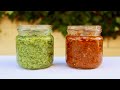 CÓMO HACER PESTO VERDE Y PESTO ROJO | Receta italiana