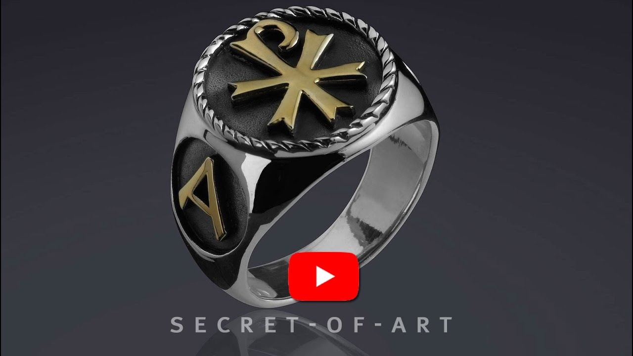 Chi Rho Ring Jesus Alpha Silver Religious Christian Christianity Church jewelry