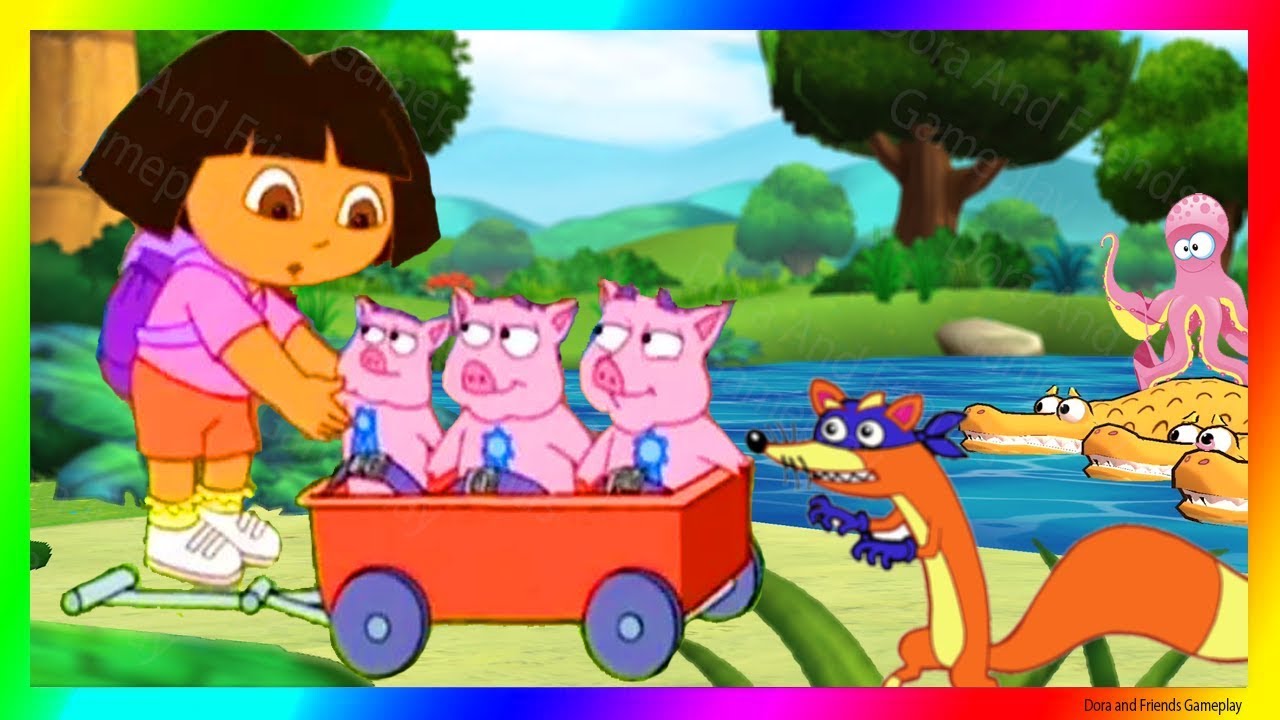 Dora The Explorer Three Little Piggies Dora and Friends The Explorer Cartoon 👙 Saves the Three Little Piggies