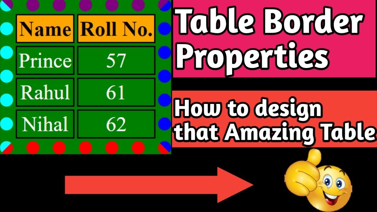 table border style  New 2022  How to Change,Set Table Border Style,Color, in HTML || HTML Border Properties