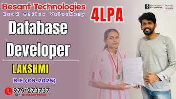 Lakshmi Gets 4 LPA Offer as Database Developer | Besant Technologies Placement Update
