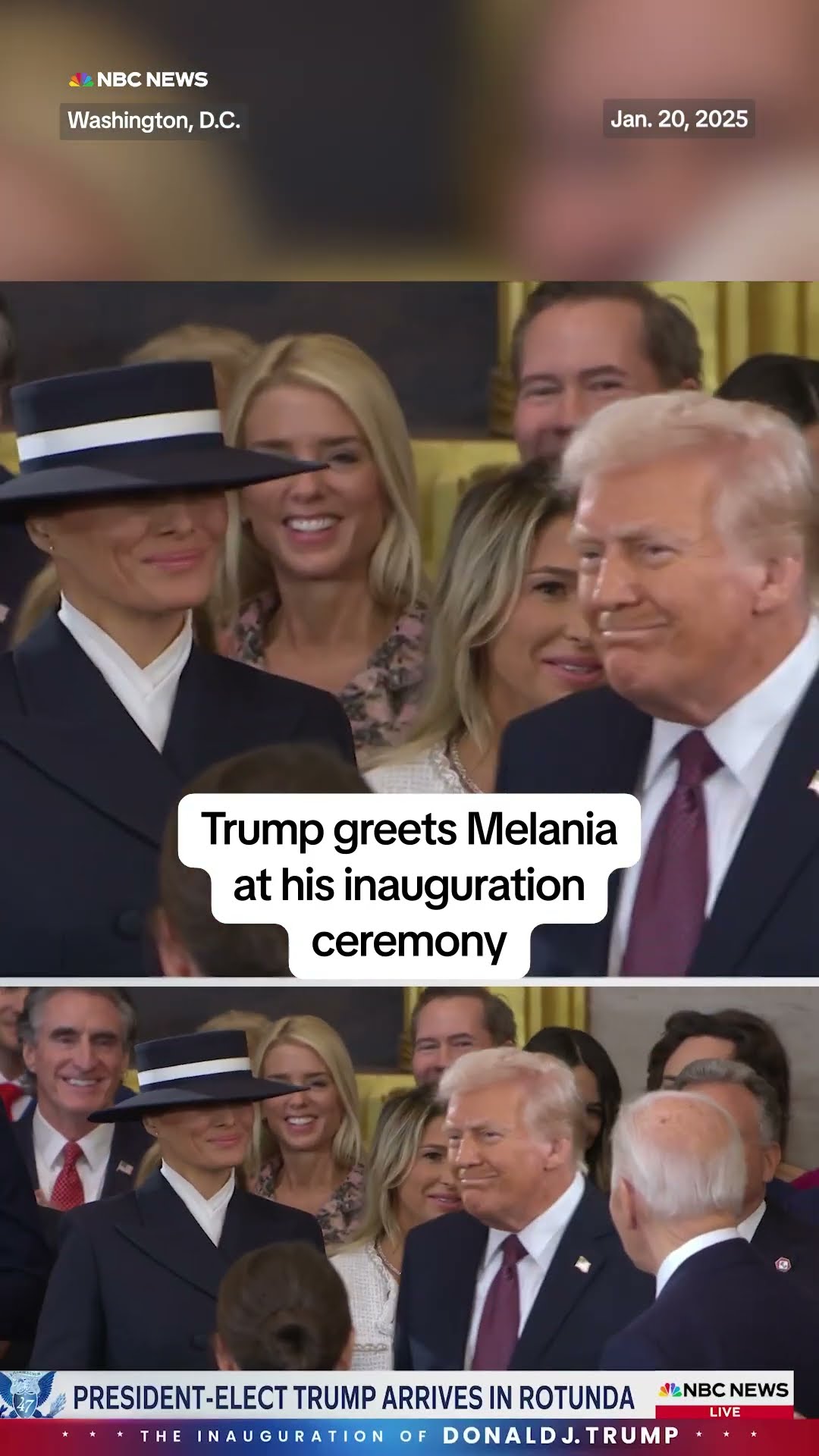 Trump greets Melania at his inauguration ceremony