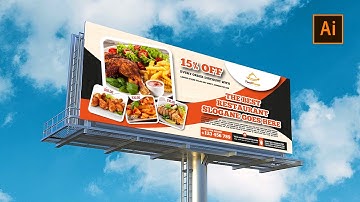 Restaurant Billboard Banner Design | Illustrator Tutorials