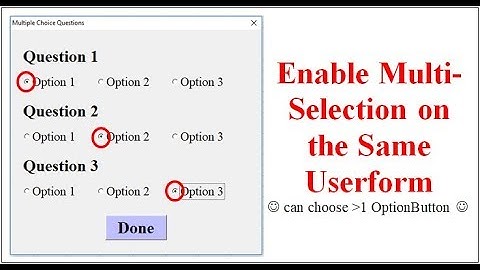 Excel VBA - UserForm with multiple choice questions