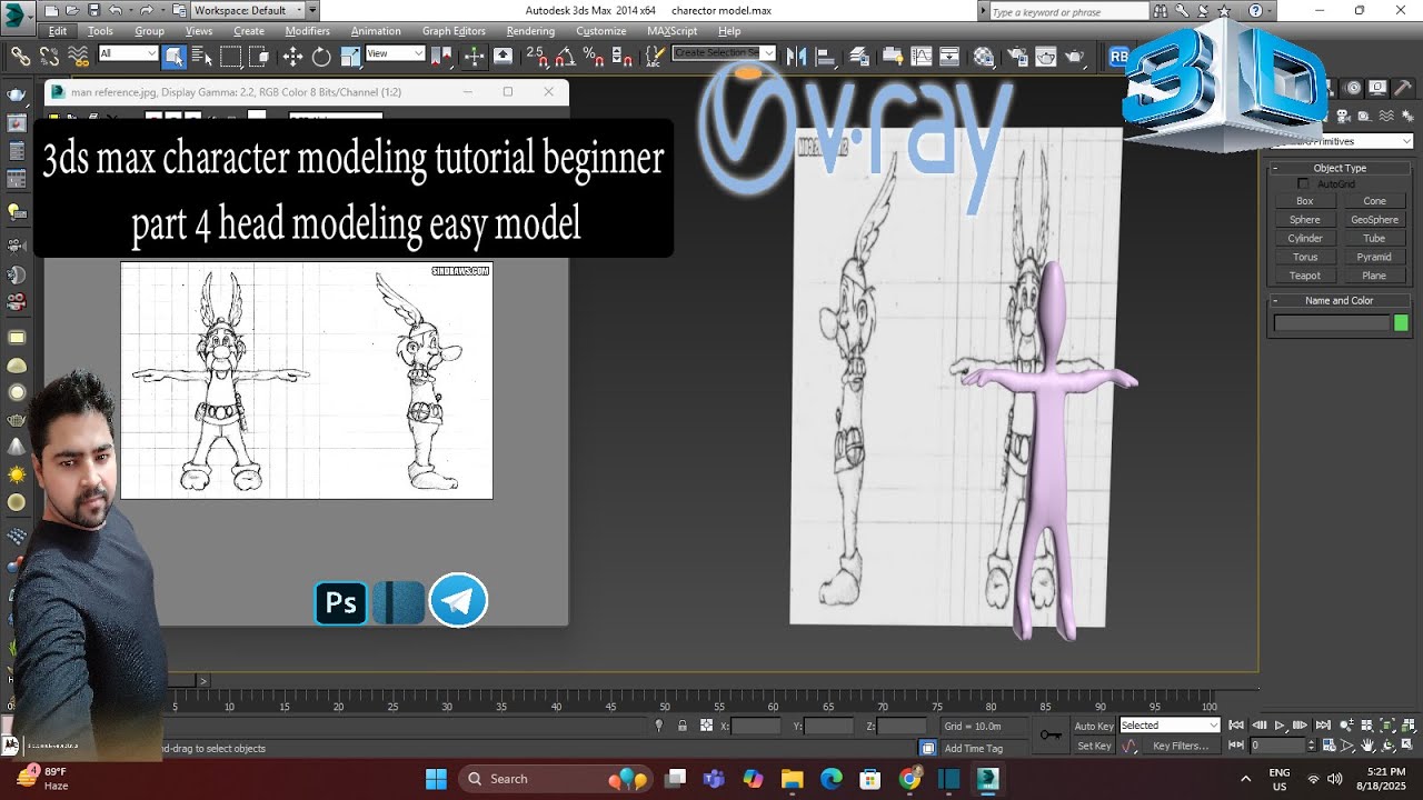 3ds max character modeling tutorial beginner part 4 head modeling easy ...