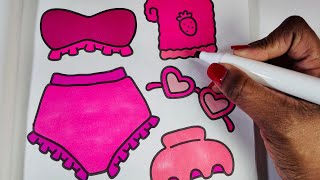 COLORING Using Only PINK Markers!!💖🎀👛🎨🧞‍♀️