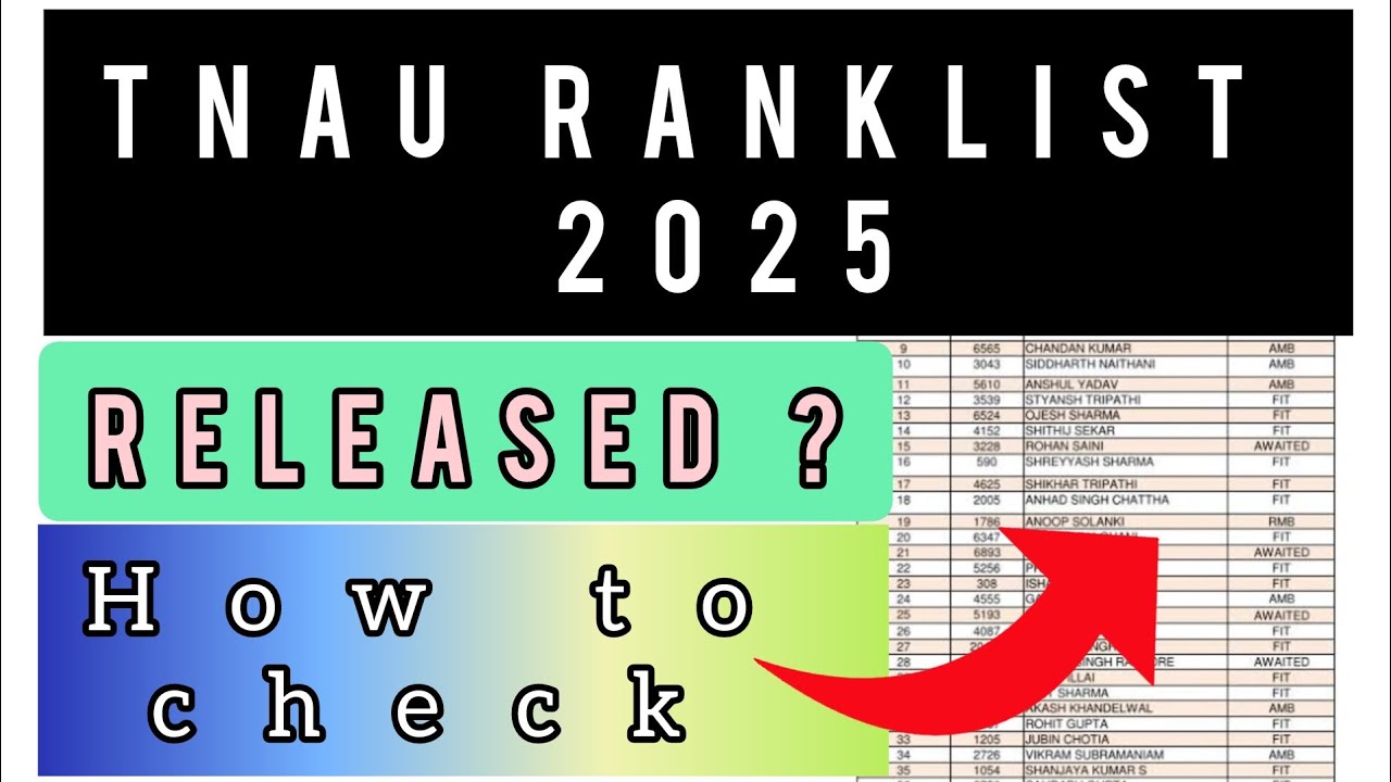 TNAU RANKLIST 2025 | How To Check TNAU RANKLIST 2025
