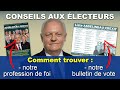 Comment trouver notre profession de foi et notre bulletin de vote.