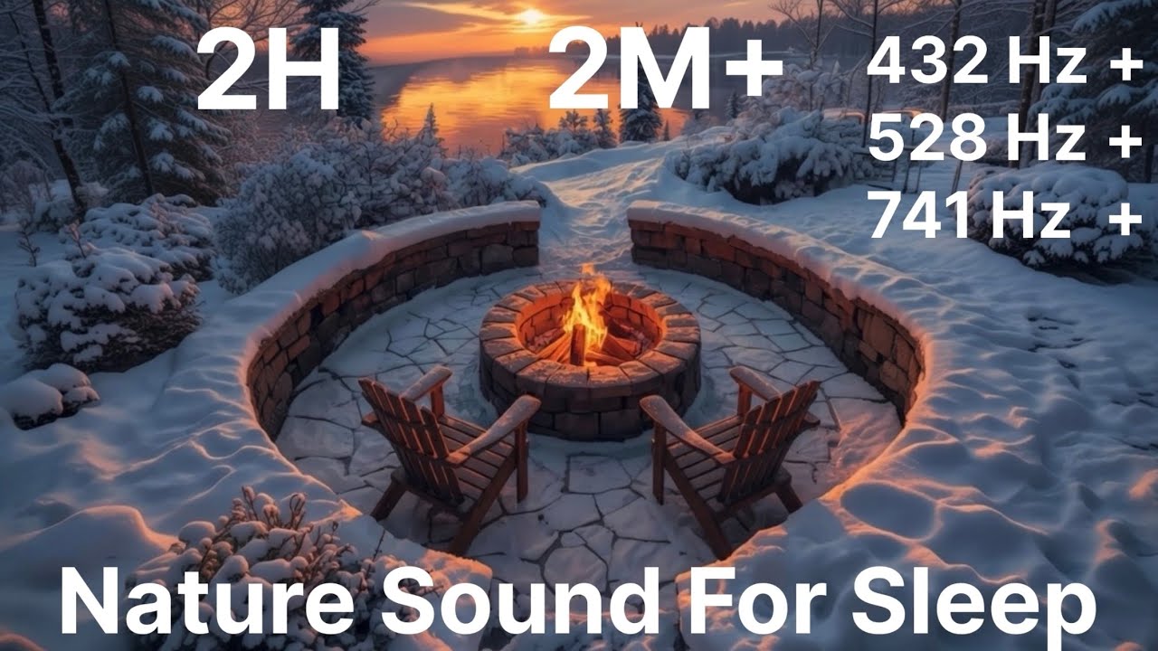 Cozy Fireplace | Cold Snow & Soothing Water | 2 hours Fireplace Ambience Nature Sounds For Sleep 🔥🎧 