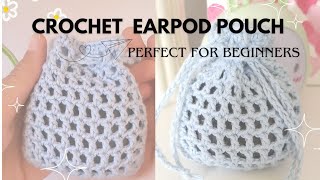 Simple* Crochet Earpods pouch/ airpod cases ✨️ | step-by-step Tutorial for Beginners🧶🌸