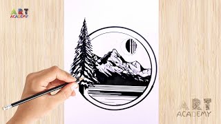 Drawing a landscape, by scratching