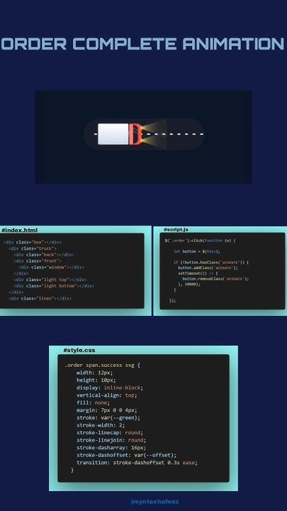 Order Complete Animation Using HTML CSS and JavaScript💡 #coding # ...