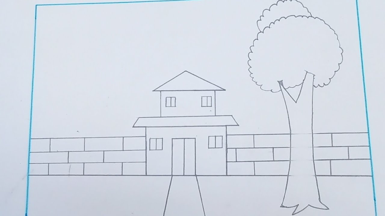 How to draw a house 🏠 house drawing Ghar drawing My home art house drawing easy for