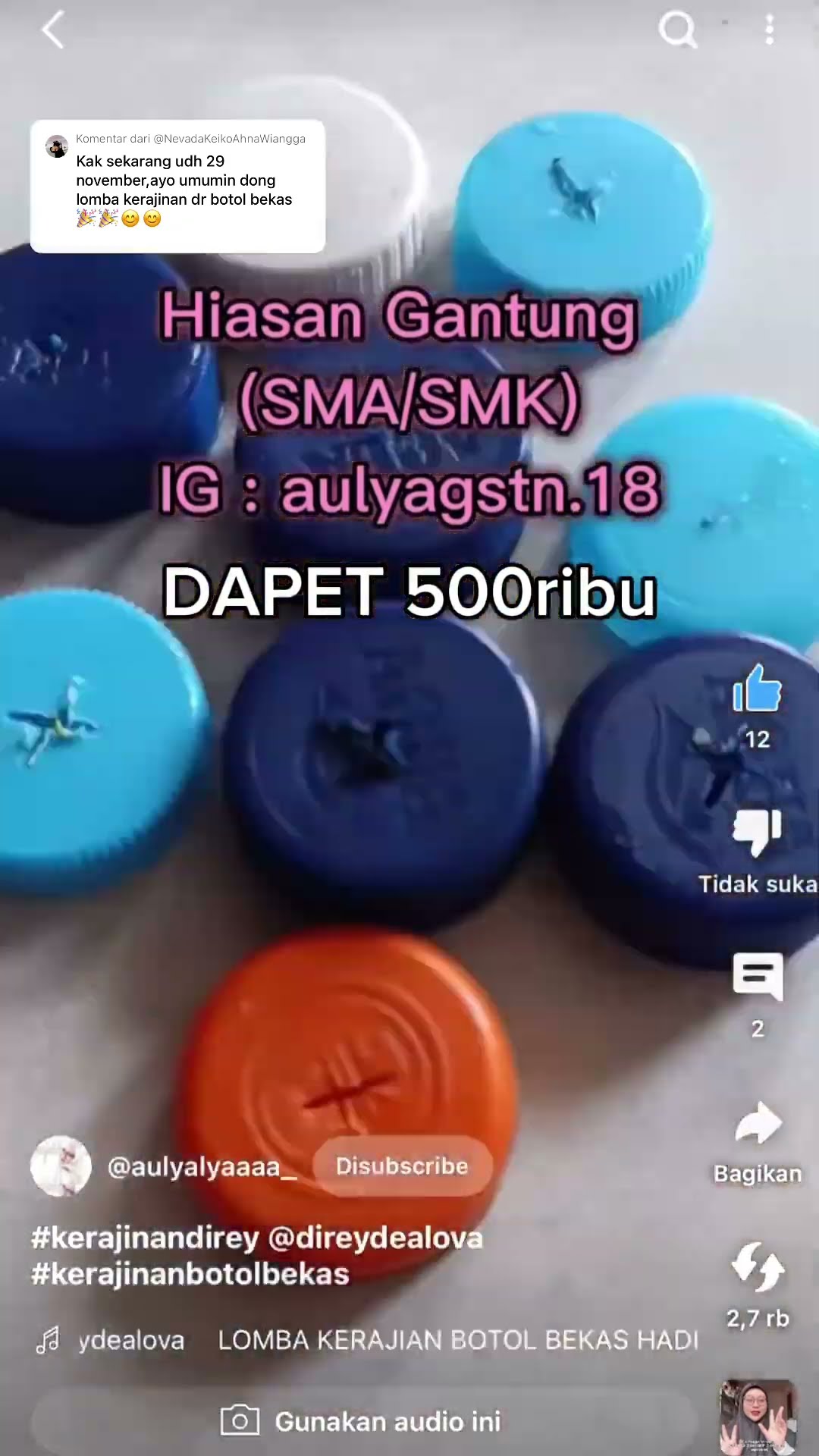 INI DIA PEMENANG LOMBA KERAJINAN BOTOL BEKAS TINGKAT SMA/MA/SMK